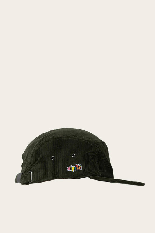Oi Polloi 5 Panel Organic Corduroy Cap Olive