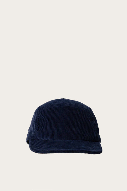 Oi Polloi 5 Panel Organic Corduroy Cap Navy