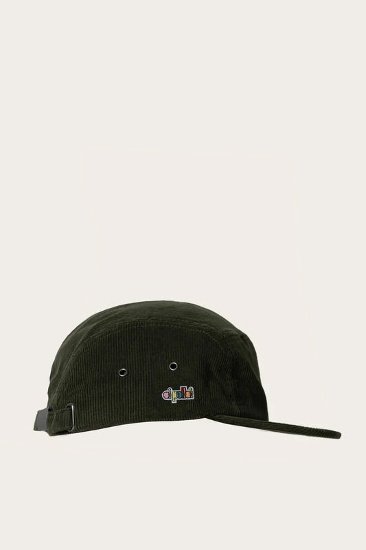 Oi Polloi 5 Panel Organic Corduroy Cap Olive