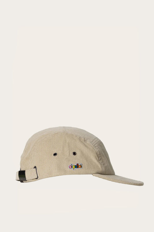 Oi Polloi 5 Panel Organic Corduroy Cap Sand