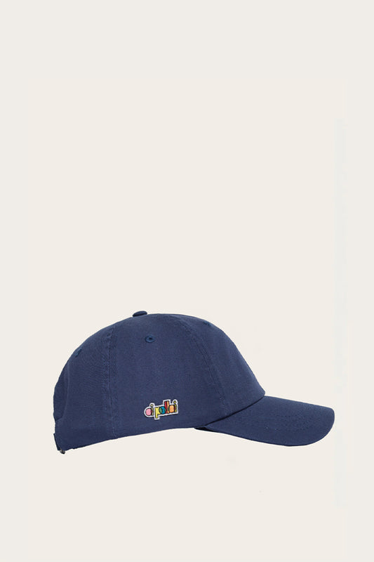 Oi Polloi 6 Panel Low Rise Cotton Cap Navy