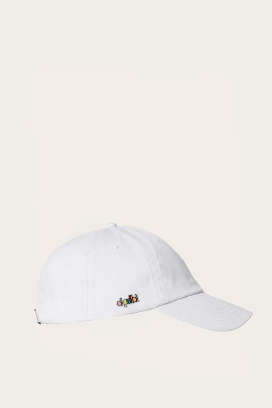 Oi Polloi 6 Panel Low Rise Cotton Cap White