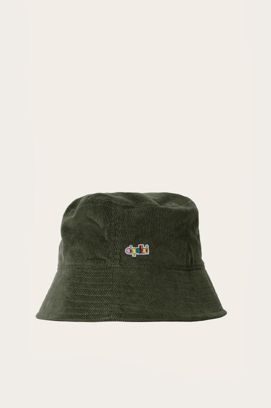 Oi Polloi Corduroy Bucket Hat Olive