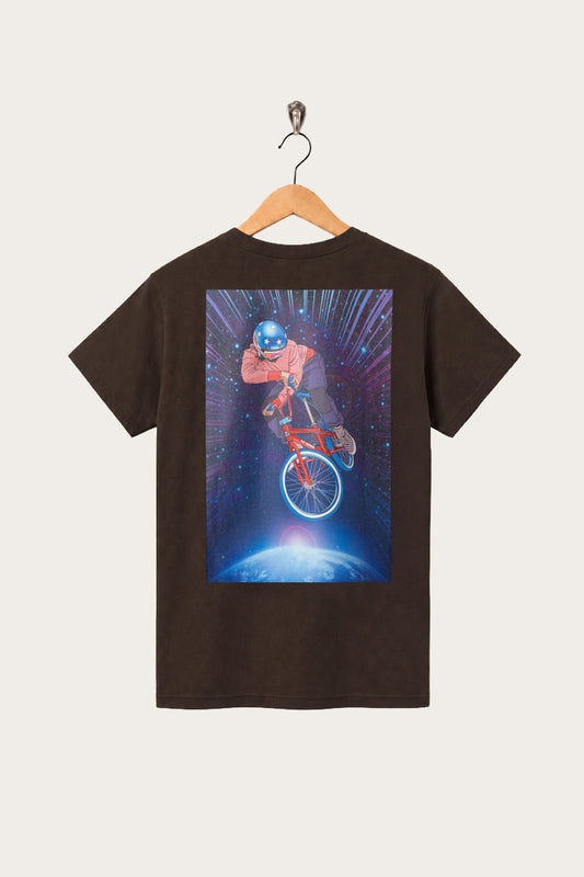 Oi Polloi Outer Space BMX S/S T-Shirt Chocolate Brown