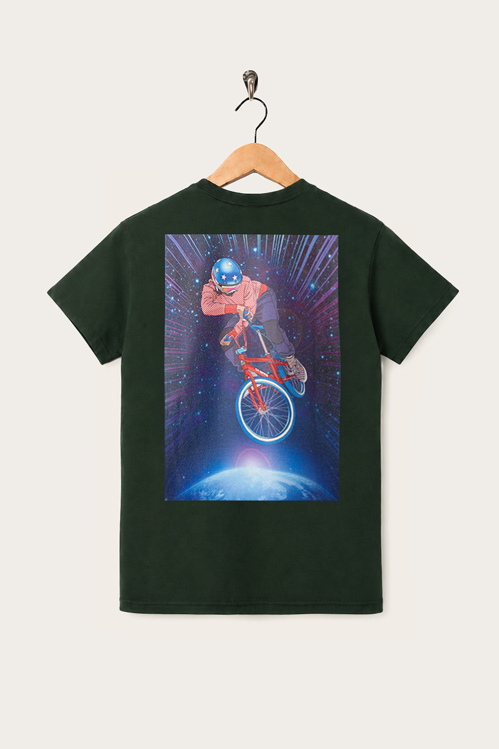 Oi Polloi Outer Space BMX S/S T-Shirt Dark Forest