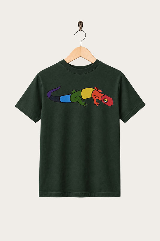 Oi Polloi Rainbow Lizard S/S T-Shirt Green