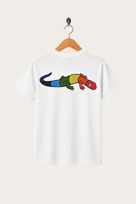 Oi Polloi Rainbow Lizard S/S T-Shirt White