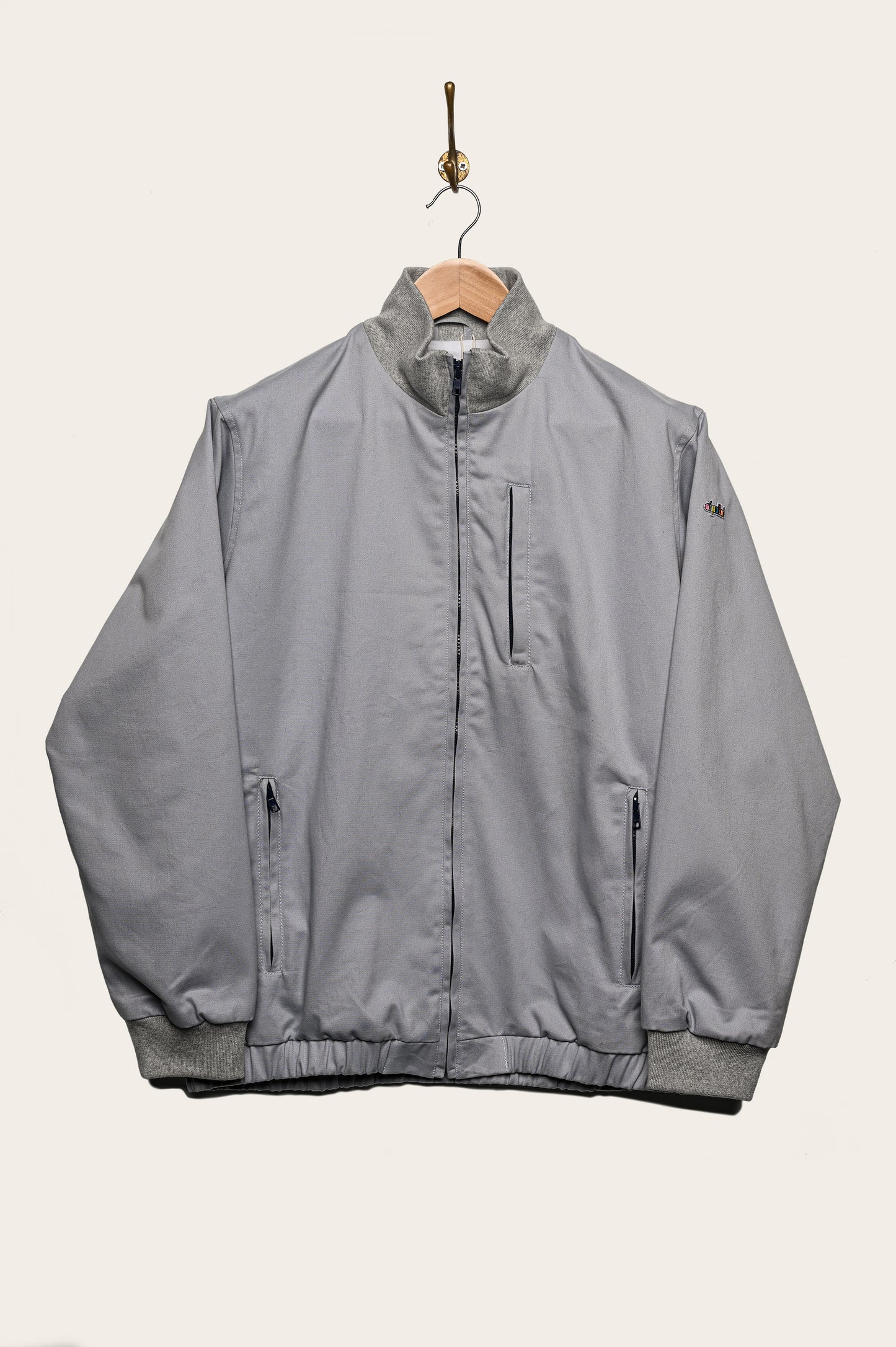 Oi Polloi Grey Twill Track Jacket Light Grey