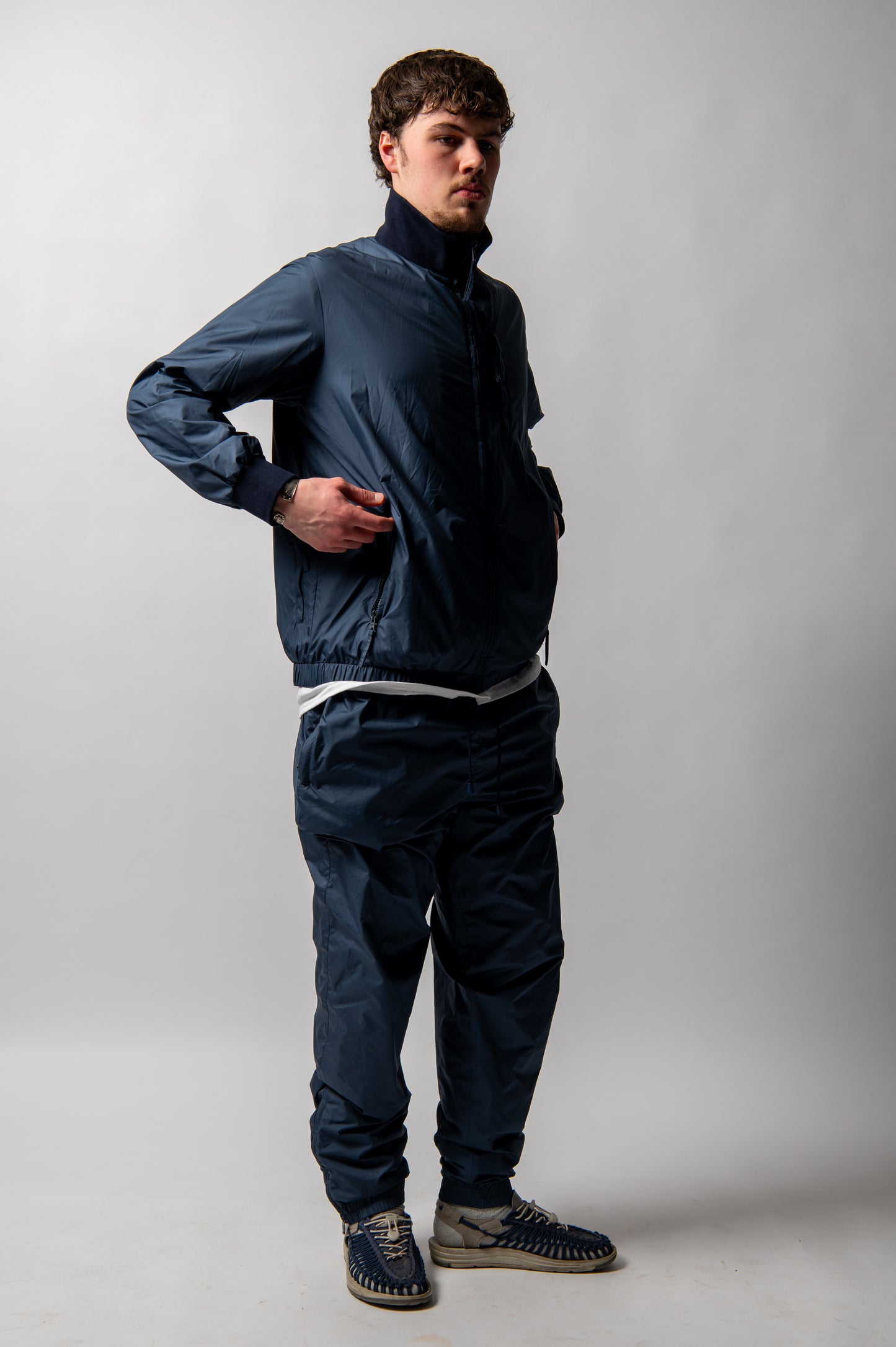 Oi Polloi Nylon Track Jacket Navy