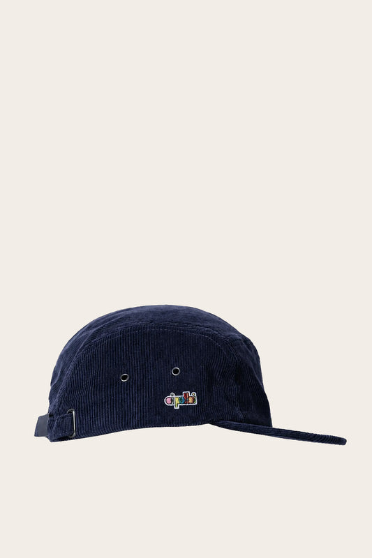 Oi Polloi 5 Panel Organic Corduroy Cap Navy